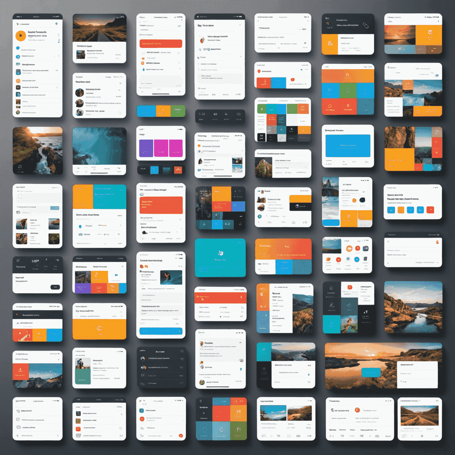 Collage de interfaces de usuario de varias herramientas de desarrollo sin código, mostrando paneles de arrastrar y soltar, plantillas y opciones de personalización