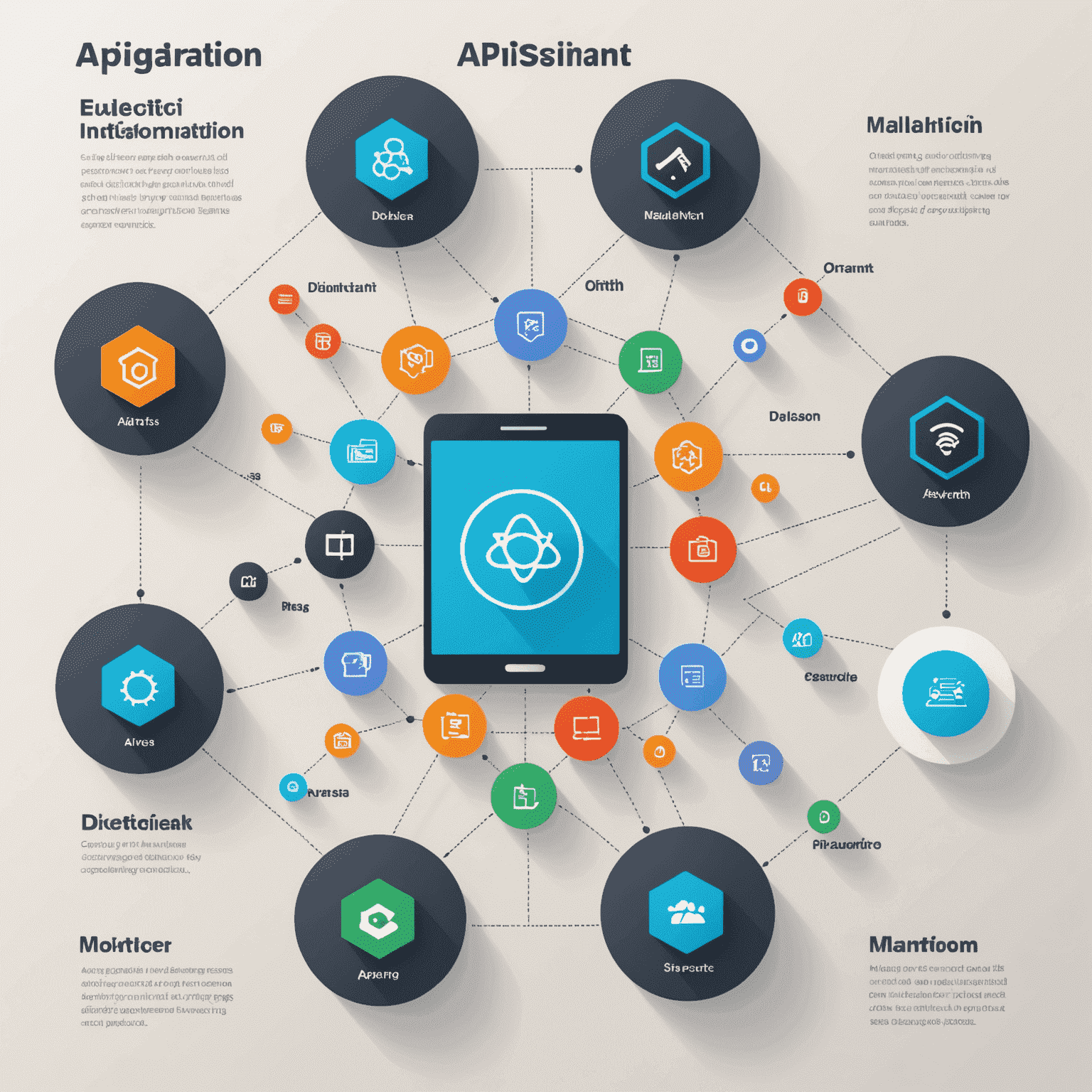 Diagrama mostrando la integración de diferentes APIs en una aplicación móvil